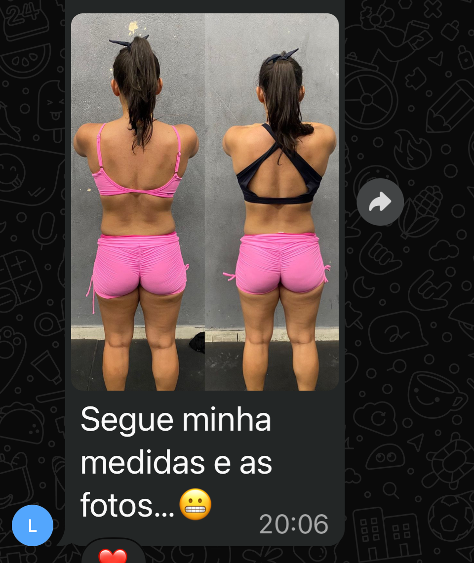 Antes e depois de costas com registro visual
